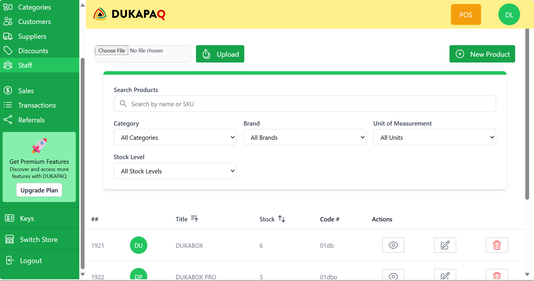 DUKAPAQ Dashboard